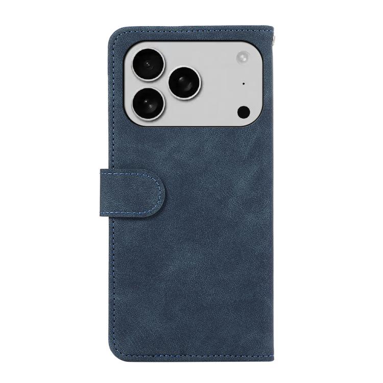 For iPhone 17 Pro Max ABEEL Color Block Magnetic RFID Leather Phone Case(Blue-Brown)