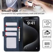 For iPhone 17 Pro Max ABEEL Color Block Magnetic RFID Leather Phone Case(Blue-Brown)