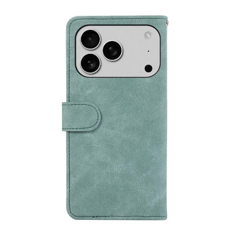 For iPhone 17 Pro Max ABEEL Color Block Magnetic RFID Leather Phone Case(Cyan-Pink)