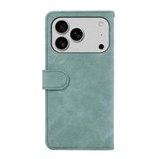 For iPhone 17 Pro Max ABEEL Color Block Magnetic RFID Leather Phone Case(Cyan-Pink)