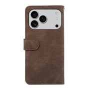 For iPhone 17 Pro Max ABEEL Color Block Magnetic RFID Leather Phone Case(Brown-Blue)