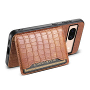 For Google Pixel 8a Crocodile Texture Card Bag Design Full Coverage Phone Case(Brown)