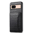 For Google Pixel 8a Crocodile Texture Card Bag Design Full Coverage Phone Case(Black) - Google Cases by PMC TechLife | Online Shopping South Africa | PMC TechLife | Buy Now Pay Later Mobicred