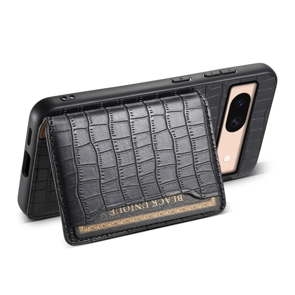 For Google Pixel 8a Crocodile Texture Card Bag Design Full Coverage Phone Case(Black)