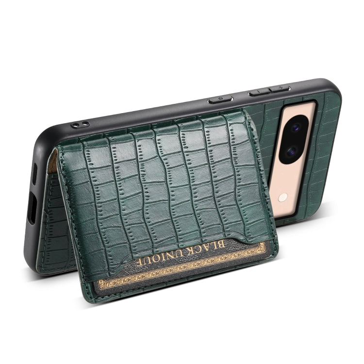 For Google Pixel 8a Crocodile Texture Card Bag Design Full Coverage Phone Case(Green)