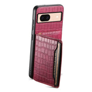 For Google Pixel 8a Crocodile Texture Card Bag Design Full Coverage Phone Case(Red)
