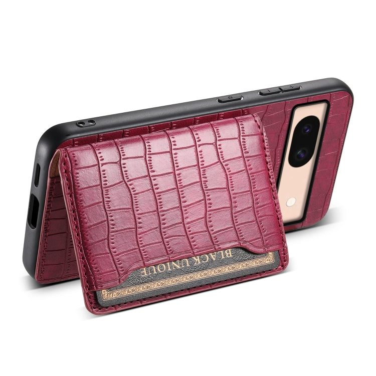 For Google Pixel 8a Crocodile Texture Card Bag Design Full Coverage Phone Case(Red)