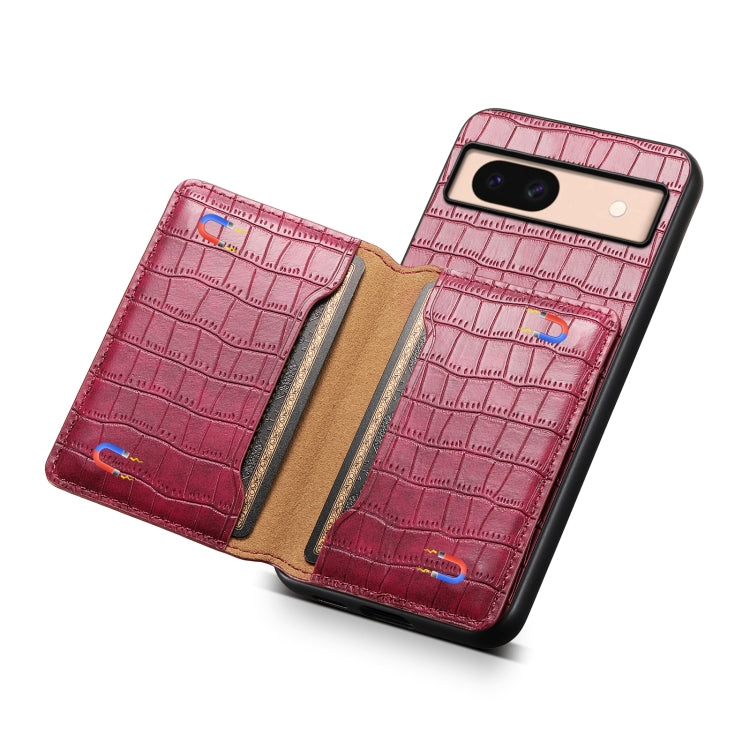 For Google Pixel 8a Crocodile Texture Card Bag Design Full Coverage Phone Case(Red)