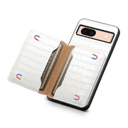For Google Pixel 8a Crocodile Texture Card Bag Design Full Coverage Phone Case(White)