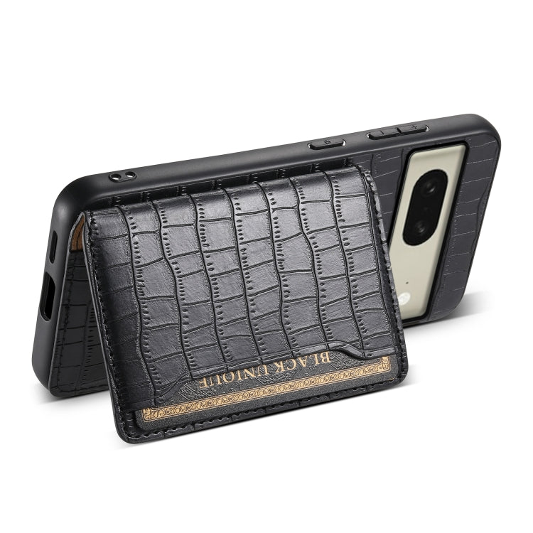 For Google Pixel 8 Crocodile Texture Card Bag Design Full Coverage Phone Case(Black)