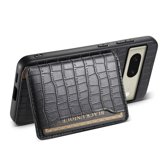 For Google Pixel 8 Crocodile Texture Card Bag Design Full Coverage Phone Case(Black)