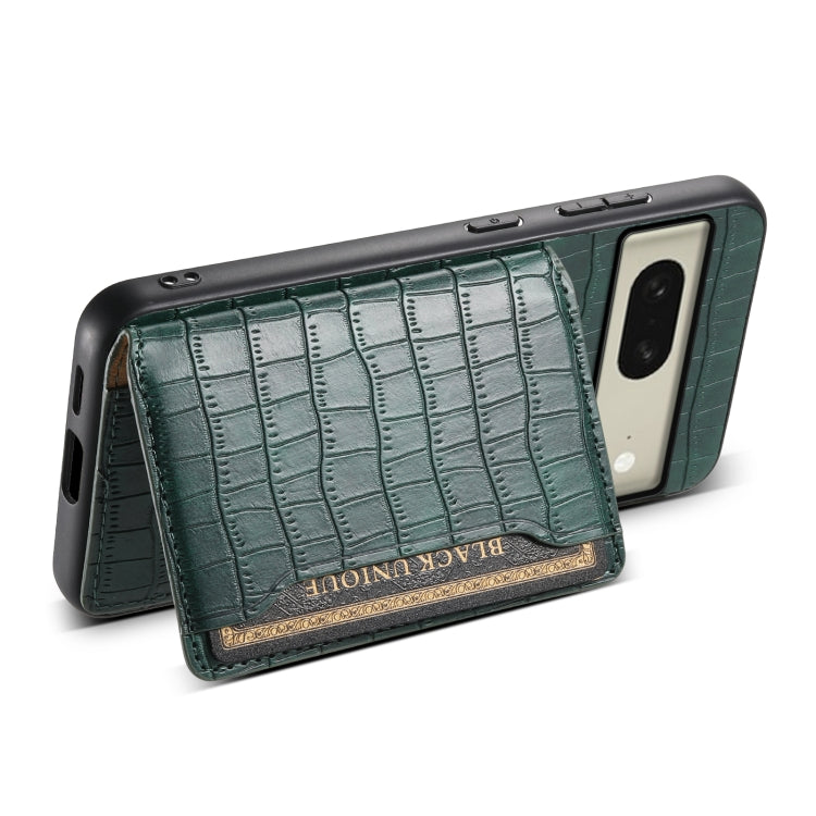 For Google Pixel 8 Crocodile Texture Card Bag Design Full Coverage Phone Case(Green)