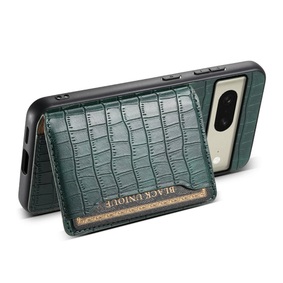 For Google Pixel 8 Crocodile Texture Card Bag Design Full Coverage Phone Case(Green)