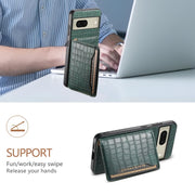 For Google Pixel 8 Crocodile Texture Card Bag Design Full Coverage Phone Case(Green)