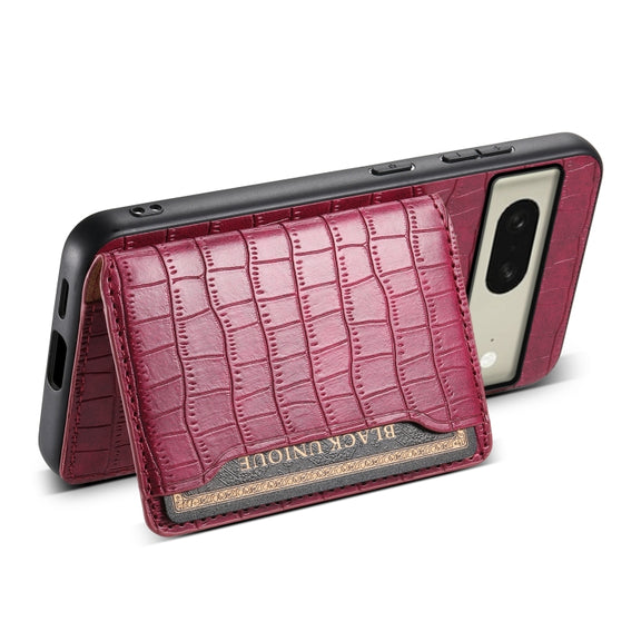 For Google Pixel 8 Crocodile Texture Card Bag Design Full Coverage Phone Case(Red)
