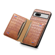 For Google Pixel 7a Crocodile Texture Card Bag Design Full Coverage Phone Case(Brown)