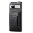 For Google Pixel 7a Crocodile Texture Card Bag Design Full Coverage Phone Case(Black) - Google Cases by PMC TechLife | Online Shopping South Africa | PMC TechLife | Buy Now Pay Later Mobicred