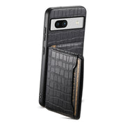 For Google Pixel 7a Crocodile Texture Card Bag Design Full Coverage Phone Case(Black)