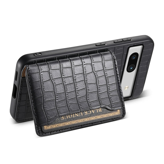 For Google Pixel 7a Crocodile Texture Card Bag Design Full Coverage Phone Case(Black)