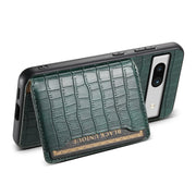 For Google Pixel 7a Crocodile Texture Card Bag Design Full Coverage Phone Case(Green)