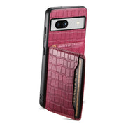 For Google Pixel 7a Crocodile Texture Card Bag Design Full Coverage Phone Case(Red)