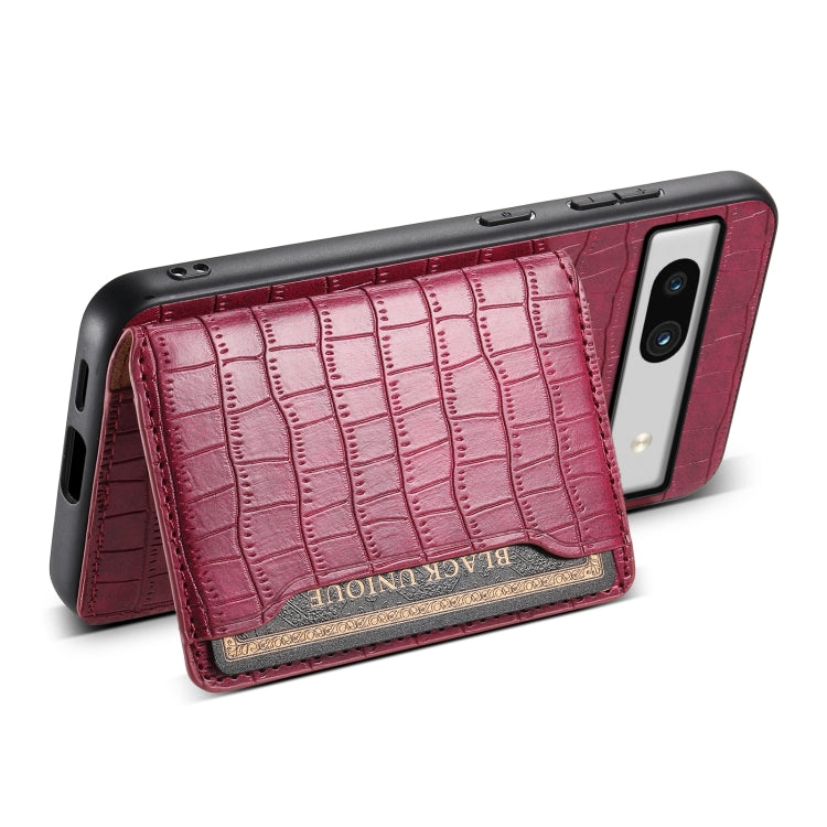 For Google Pixel 7a Crocodile Texture Card Bag Design Full Coverage Phone Case(Red)