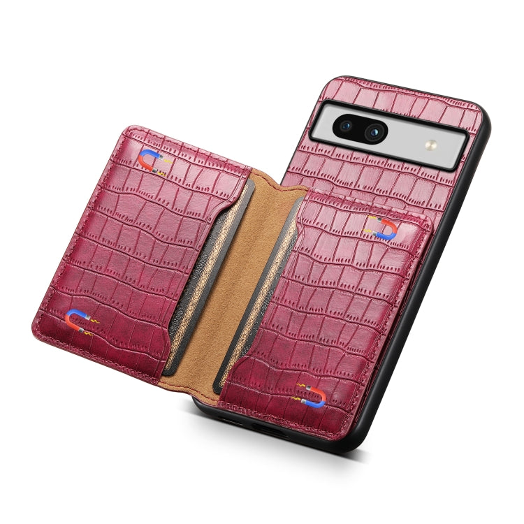 For Google Pixel 7a Crocodile Texture Card Bag Design Full Coverage Phone Case(Red)