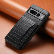 For Google Pixel 7 Pro 5G Crocodile Texture Card Bag Design Full Coverage Phone Case(Black)