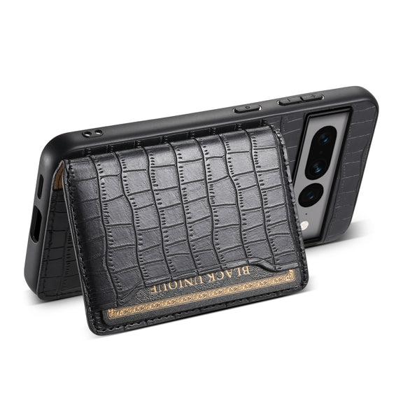 For Google Pixel 7 Pro 5G Crocodile Texture Card Bag Design Full Coverage Phone Case(Black)