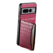 For Google Pixel 7 Pro 5G Crocodile Texture Card Bag Design Full Coverage Phone Case(Red)