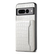 For Google Pixel 7 Pro 5G Crocodile Texture Card Bag Design Full Coverage Phone Case(White) - Google Cases by PMC TechLife | Online Shopping South Africa | PMC TechLife | Buy Now Pay Later Mobicred