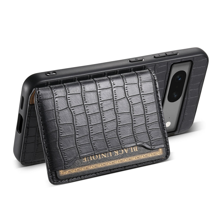 For Google Pixel 7 5G Crocodile Texture Card Bag Design Full Coverage Phone Case(Black)