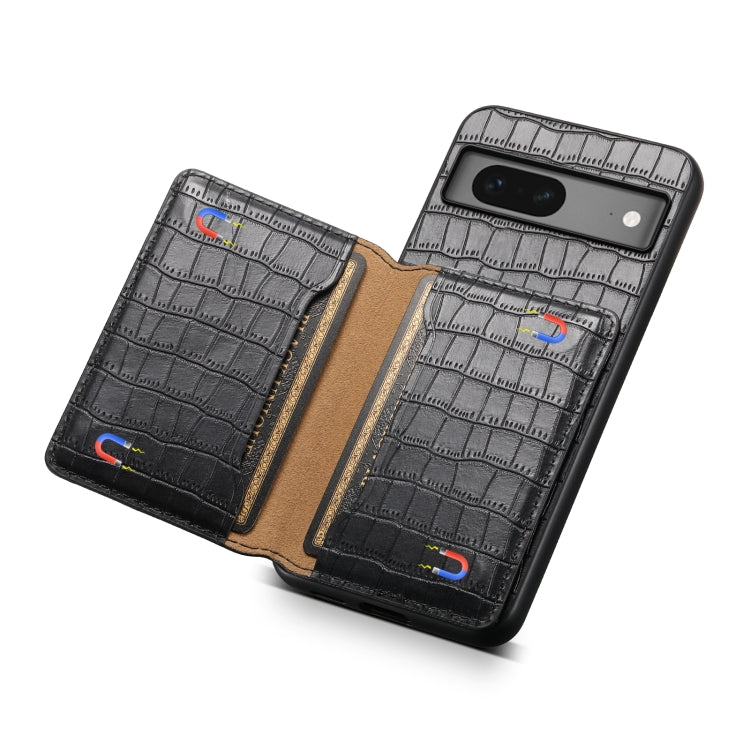 For Google Pixel 7 5G Crocodile Texture Card Bag Design Full Coverage Phone Case(Black)