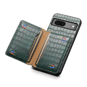 For Google Pixel 7 5G Crocodile Texture Card Bag Design Full Coverage Phone Case(Green)