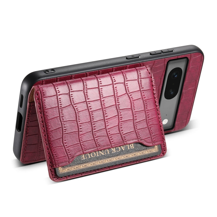For Google Pixel 7 5G Crocodile Texture Card Bag Design Full Coverage Phone Case(Red)