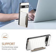 For Google Pixel 7 5G Crocodile Texture Card Bag Design Full Coverage Phone Case(White)