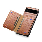 For Google Pixel 6a Crocodile Texture Card Bag Design Full Coverage Phone Case(Brown)