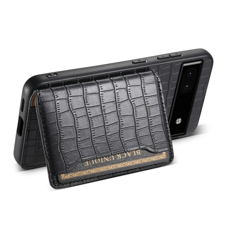 For Google Pixel 6a Crocodile Texture Card Bag Design Full Coverage Phone Case(Black)