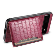 For Google Pixel 6a Crocodile Texture Card Bag Design Full Coverage Phone Case(Red)