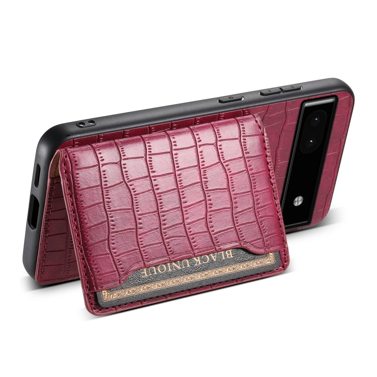 For Google Pixel 6a Crocodile Texture Card Bag Design Full Coverage Phone Case(Red)