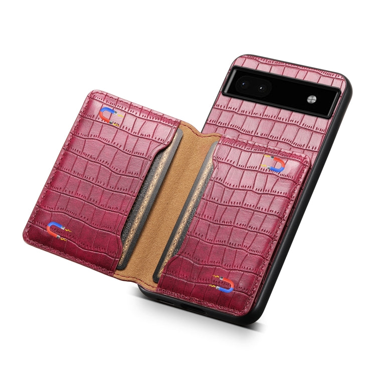For Google Pixel 6a Crocodile Texture Card Bag Design Full Coverage Phone Case(Red)