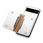 For Google Pixel 6a Crocodile Texture Card Bag Design Full Coverage Phone Case(White)