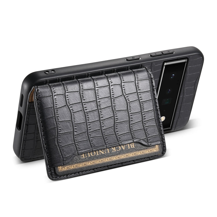 For Google Pixel 6 Pro Crocodile Texture Card Bag Design Full Coverage Phone Case(Black)