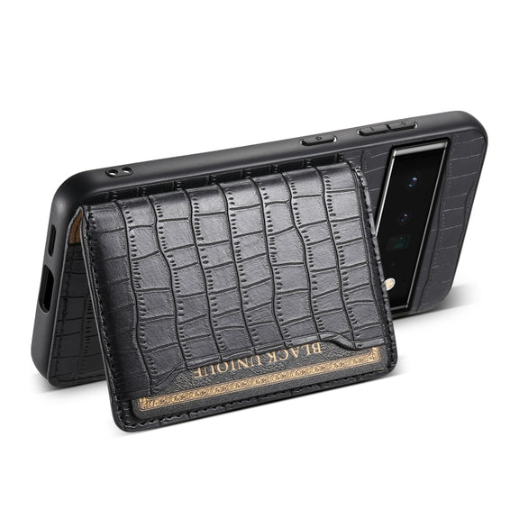 For Google Pixel 6 Pro Crocodile Texture Card Bag Design Full Coverage Phone Case(Black)