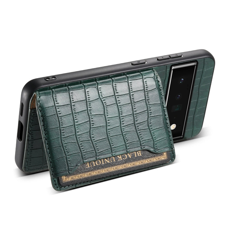 For Google Pixel 6 Pro Crocodile Texture Card Bag Design Full Coverage Phone Case(Green)