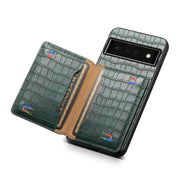 For Google Pixel 6 Pro Crocodile Texture Card Bag Design Full Coverage Phone Case(Green)