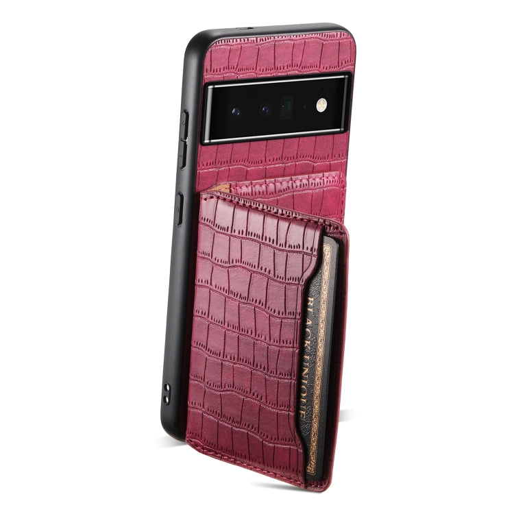 For Google Pixel 6 Pro Crocodile Texture Card Bag Design Full Coverage Phone Case(Red)