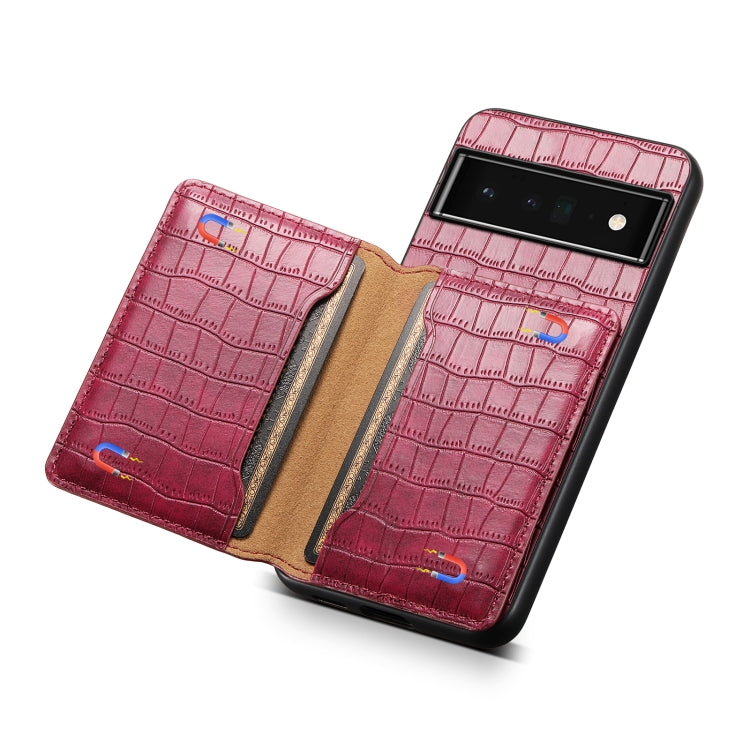 For Google Pixel 6 Pro Crocodile Texture Card Bag Design Full Coverage Phone Case(Red)