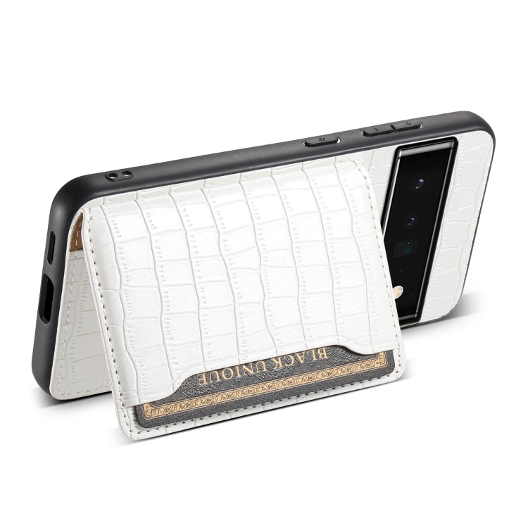 For Google Pixel 6 Pro Crocodile Texture Card Bag Design Full Coverage Phone Case(White)