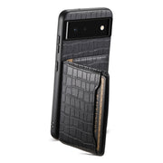 For Google Pixel 6 Crocodile Texture Card Bag Design Full Coverage Phone Case(Black)
